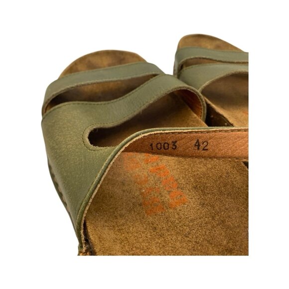 Art Company Shoes Sandals 42 Green Leather Strappy Comfort Flats Spain US 11 - Picture 6 of 7